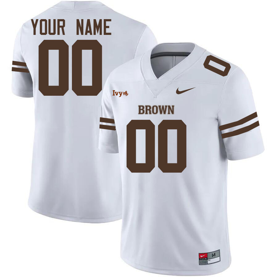 Custom Brown Bears Name And number College Football Jerseys Stitched-White